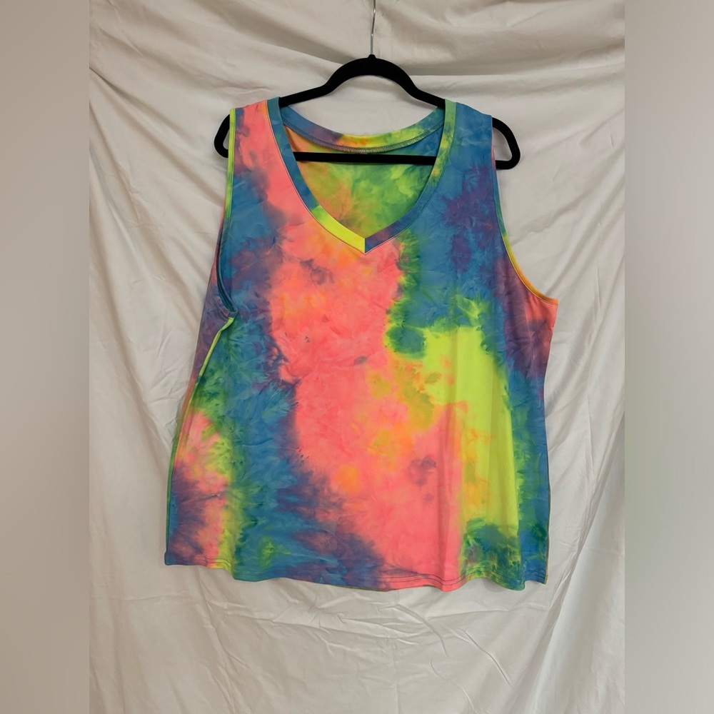 Neon tie dyed v neck Tank
